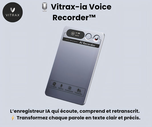 Vitrax-IA Voice Recorder™ – L’IA qui écoute, comprend et retranscrit.