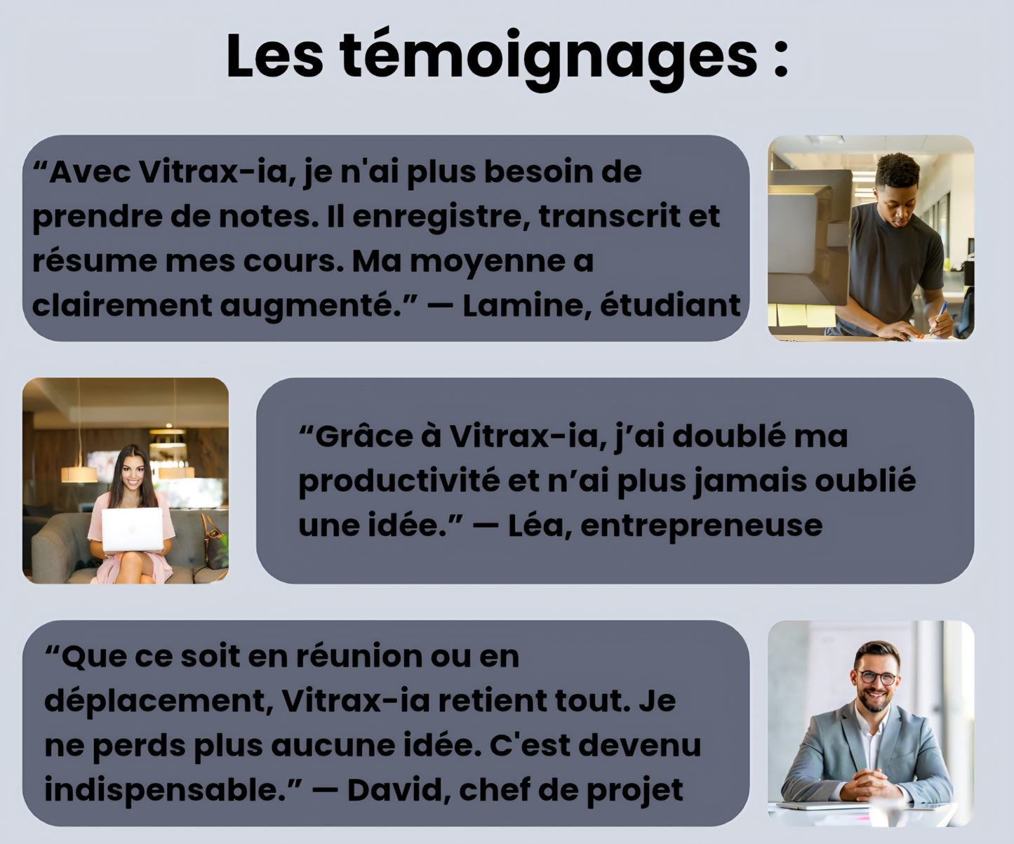 Vitrax-IA Voice Recorder™ – L’IA qui écoute, comprend et retranscrit.